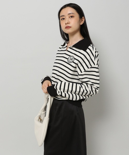 MAGPIEROBIN（マグパイロビン）の「MAGPIE ROBIN／ボーダーカラーロングスリーブ 2186351（スウェット・レディース・ネイビー/グレー/アイボリー・FREE）」の9枚目の写真