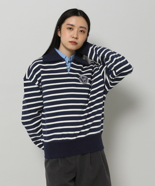 MAGPIEROBIN（マグパイロビン）の「MAGPIE ROBIN／ボーダーカラーロングスリーブ 2186351（スウェット・レディース・ネイビー/グレー/アイボリー・FREE）」の12枚目の写真