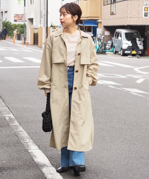 tiptop（ティップトップ）の「ナイロンステンカラーコート（ステンカラーコート・レディース・ベージュ/ブラック/オフホワイト・FREE）」の15枚目の写真