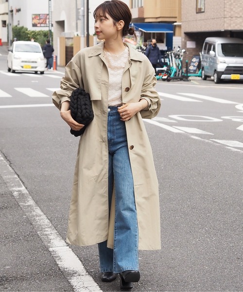 tiptop（ティップトップ）の「ナイロンステンカラーコート（ステンカラーコート・レディース・ベージュ/ブラック/オフホワイト・FREE）」の10枚目の写真