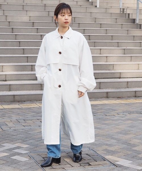 tiptop（ティップトップ）の「ナイロンステンカラーコート（ステンカラーコート・レディース・ベージュ/ブラック/オフホワイト・FREE）」の5枚目の写真