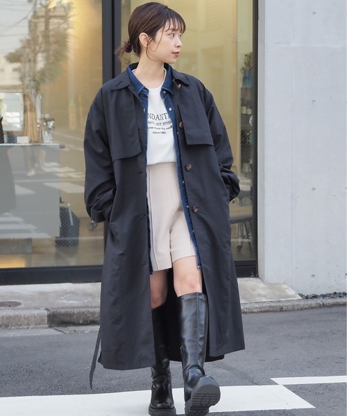 tiptop（ティップトップ）の「ナイロンステンカラーコート（ステンカラーコート・レディース・ベージュ/ブラック/オフホワイト・FREE）」の14枚目の写真