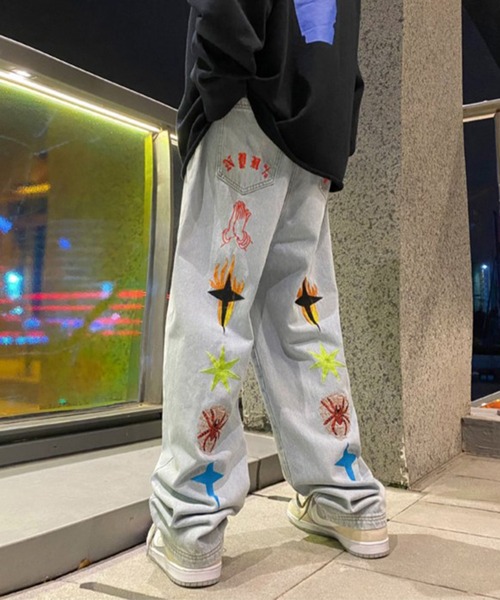 BENDER TOKYO】バック刺繍デザイン デニムパンツ（デニムパンツ