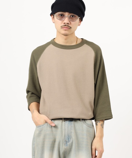 JEMORGAN（ジェーイーモーガン）の「JEMORGAN ラグラン７分袖クルーＴ（Tシャツ/カットソー・メンズ・杢グレー/ホワイト/ブラック/ネイビー/カーキ/サックスブルー/ナチュラル/ホワイト系その他/ブラウン系/ホワイト系/グレー系/ネイビー系/マスタード/モカ/グリーン・M/XL/L/S）」の8枚目の写真