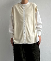 異素材切り替えリブシャツ