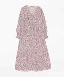 レトロ花柄フレアワンピース