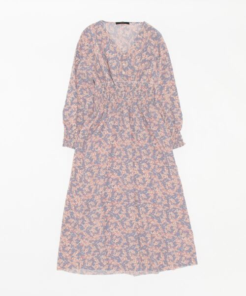 Ritzy(リッツィー)の「レトロ花柄フレアワンピース(ワンピース・レディース・アイボリー/ブルー系/パープル/ピンク系・M/L)」の3枚目の写真