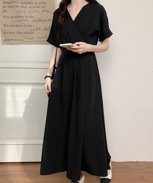 ABITOKYO(アビトーキョー)の「カシュクールAラインフレアワンピース(ワンピース・レディース・ブラウン/ブラック/グリーン/ベージュ/ネイビー/チャコールグレー/ブルーグレー・L/M)」の16枚目の写真