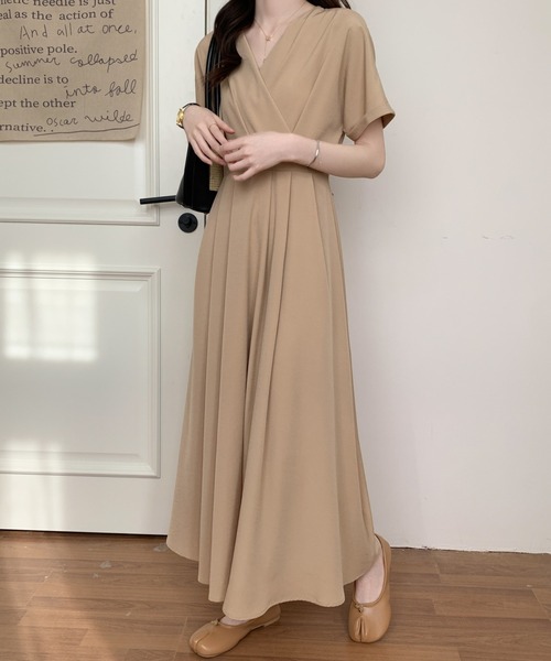 ABITOKYO(アビトーキョー)の「カシュクールAラインフレアワンピース(ワンピース・レディース・ブラウン/ブラック/グリーン/ベージュ/ネイビー/チャコールグレー/ブルーグレー・L/M)」の19枚目の写真
