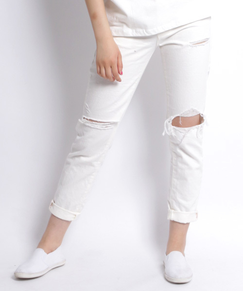 Denime（ドゥニーム）の「【MadeInJapan】CLASH WHITE DENIM STRAIGHT PANTS/クラッシュホワイトデニムパンツ（デニムパンツ・レディース・ホワイト・X-SMALL/SMALL/MEDIUM）」の13枚目の写真