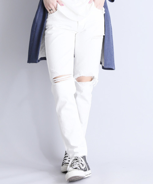 Denime（ドゥニーム）の「【MadeInJapan】CLASH WHITE DENIM STRAIGHT PANTS/クラッシュホワイトデニムパンツ（デニムパンツ・レディース・ホワイト・X-SMALL/SMALL/MEDIUM）」の19枚目の写真
