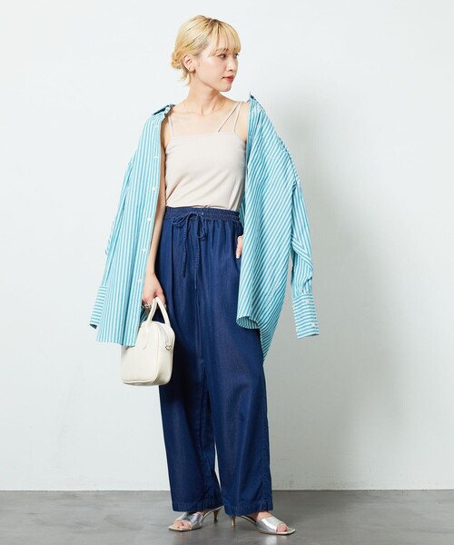 FREAK'S STORE（フリークスストア）の「【限定展開】テレコリブカップ付キャミソール（キャミソール・レディース・ブラック/モカ/ナチュラル/ブルー・ﾌﾘ-）」の5枚目の写真