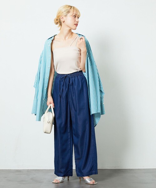 FREAK'S STORE（フリークスストア）の「【限定展開】テレコリブカップ付キャミソール（キャミソール・レディース・ブラック/モカ/ナチュラル/ブルー・ﾌﾘ-）」の6枚目の写真