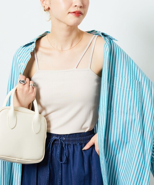 FREAK'S STORE（フリークスストア）の「【限定展開】テレコリブカップ付キャミソール（キャミソール・レディース・ブラック/モカ/ナチュラル/ブルー・ﾌﾘ-）」の7枚目の写真