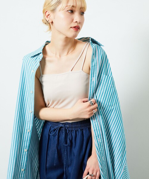 FREAK'S STORE（フリークスストア）の「【限定展開】テレコリブカップ付キャミソール（キャミソール・レディース・ブラック/モカ/ナチュラル/ブルー・ﾌﾘ-）」の8枚目の写真