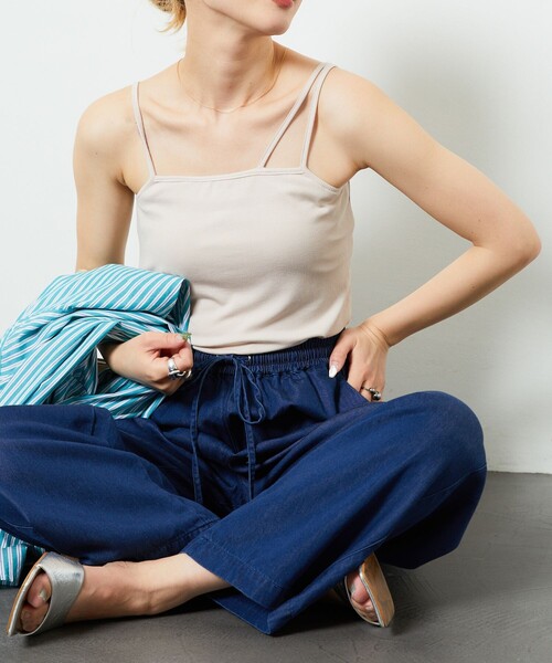 FREAK'S STORE（フリークスストア）の「【限定展開】テレコリブカップ付キャミソール（キャミソール・レディース・ブラック/モカ/ナチュラル/ブルー・ﾌﾘ-）」の12枚目の写真