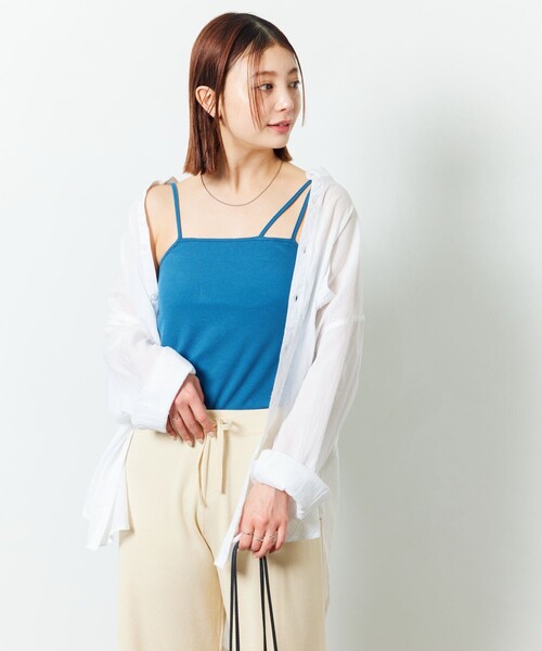 FREAK'S STORE（フリークスストア）の「【限定展開】テレコリブカップ付キャミソール（キャミソール・レディース・ブラック/モカ/ナチュラル/ブルー・ﾌﾘ-）」の15枚目の写真