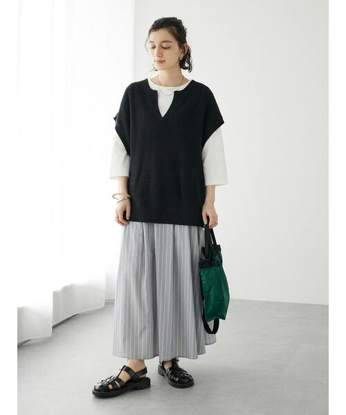 CRAFT STANDARD BOUTIQUE（クラフトスタンダードブティック）の「フレアーラインプルオーバー　◆（Tシャツ/カットソー・レディース・ホワイト/グリーン/ネイビー・FREE）」の9枚目の写真