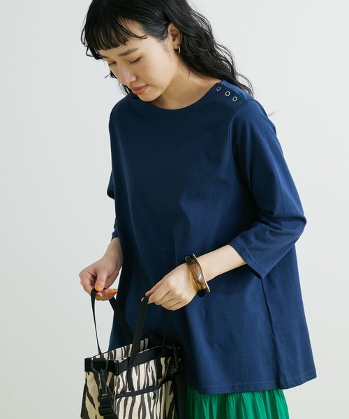 CRAFT STANDARD BOUTIQUE（クラフトスタンダードブティック）の「フレアーラインプルオーバー　◆（Tシャツ/カットソー・レディース・ホワイト/グリーン/ネイビー・FREE）」の3枚目の写真