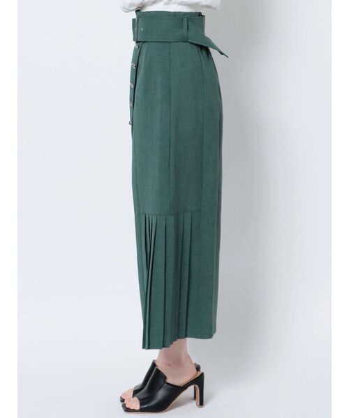 MURUA（ムルーア）の「アシメプリーツラップスカート（スカート・レディース・アイボリー/ブラック/グリーン・1/2）」の15枚目の写真