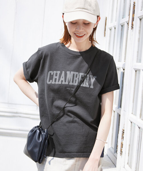 SLOBE IENA（スローブイエナ）の「CHAMBERYロゴTEE（Tシャツ/カットソー・レディース・チャコールグレー/ホワイト/ブルー・FREE）」の8枚目の写真