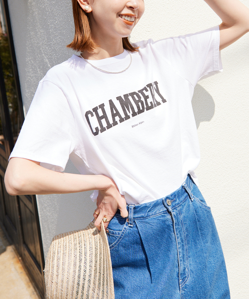 SLOBE IENA（スローブイエナ）の「CHAMBERYロゴTEE（Tシャツ/カットソー・レディース・チャコールグレー/ホワイト/ブルー・FREE）」の17枚目の写真
