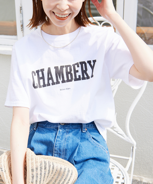 SLOBE IENA（スローブイエナ）の「CHAMBERYロゴTEE（Tシャツ/カットソー・レディース・チャコールグレー/ホワイト/ブルー・FREE）」の18枚目の写真