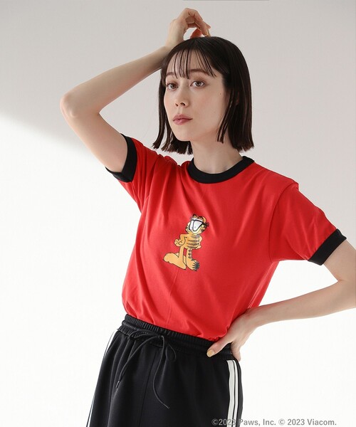 Ray BEAMS(レイビームス)の「GARFIELD / リンガー Tシャツ(Tシャツ/カットソー・レディース・レッド/グリーン/ネイビー・ONE SIZE)」の3枚目の写真