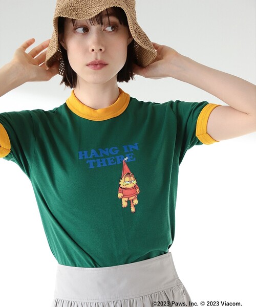 Ray BEAMS(レイビームス)の「GARFIELD / リンガー Tシャツ(Tシャツ/カットソー・レディース・レッド/グリーン/ネイビー・ONE SIZE)」の1枚目の写真