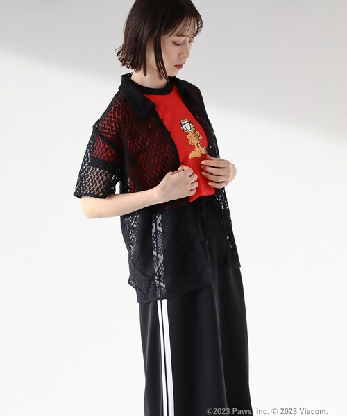 Ray BEAMS(レイビームス)の「GARFIELD / リンガー Tシャツ(Tシャツ/カットソー・レディース・レッド/グリーン/ネイビー・ONE SIZE)」の8枚目の写真