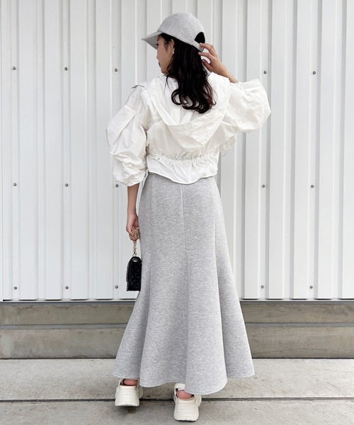 one after another NICE CLAUP(ワンアフターアナザーナイスクラップ)の「着心地がらく。フロントスリットマーメイドスカート(スカート・レディース・グレー/ブラック/アイボリー/ピンク・SMALL/MEDIUM)」の7枚目の写真