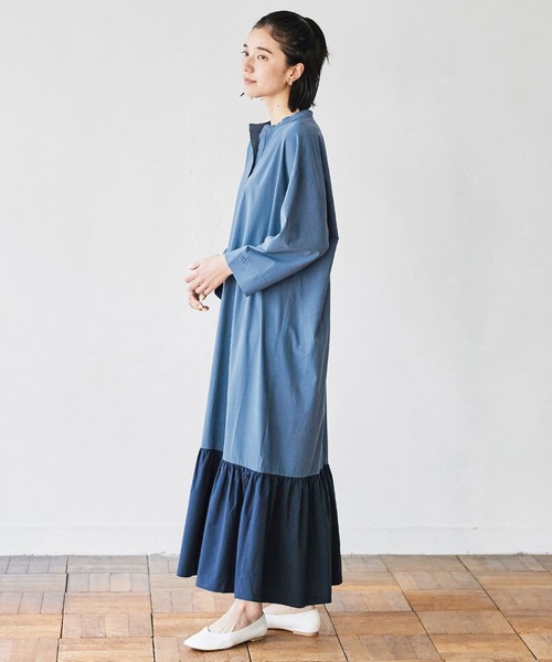 avecmoi(アヴェクモワ)の「【佐藤かなさんプロデュース】 アヴェクモワ バイカラーワンピース〈青×紺〉(ワンピース・レディース・ブルー・MEDIUM/LARGE/X-LARGE/SMALL)」の3枚目の写真