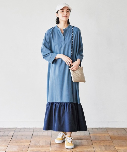 avecmoi(アヴェクモワ)の「【佐藤かなさんプロデュース】 アヴェクモワ バイカラーワンピース〈青×紺〉(ワンピース・レディース・ブルー・MEDIUM/LARGE/X-LARGE/SMALL)」の5枚目の写真