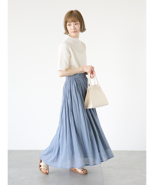 Samansa Mos2 blue(サマンサモスモスブルー)の「ふくれジャカードボトルネックTシャツ(Tシャツ/カットソー・レディース・ブラック/イエロー/キナリ・MEDIUM/LARGE)」の22枚目の写真