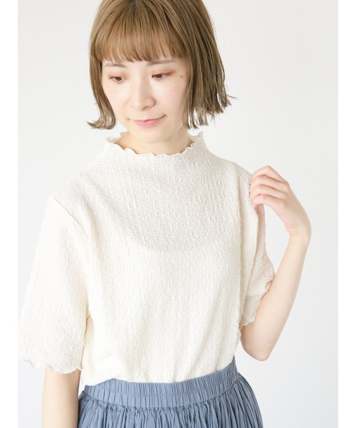 Samansa Mos2 blue(サマンサモスモスブルー)の「ふくれジャカードボトルネックTシャツ(Tシャツ/カットソー・レディース・ブラック/イエロー/キナリ・MEDIUM/LARGE)」の18枚目の写真
