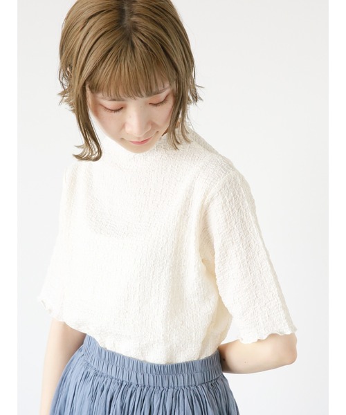 Samansa Mos2 blue(サマンサモスモスブルー)の「ふくれジャカードボトルネックTシャツ(Tシャツ/カットソー・レディース・ブラック/イエロー/キナリ・MEDIUM/LARGE)」の17枚目の写真