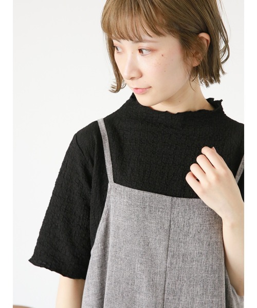 Samansa Mos2 blue(サマンサモスモスブルー)の「ふくれジャカードボトルネックTシャツ(Tシャツ/カットソー・レディース・ブラック/イエロー/キナリ・MEDIUM/LARGE)」の9枚目の写真