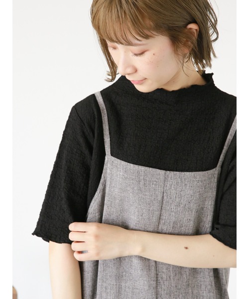 Samansa Mos2 blue(サマンサモスモスブルー)の「ふくれジャカードボトルネックTシャツ(Tシャツ/カットソー・レディース・ブラック/イエロー/キナリ・MEDIUM/LARGE)」の8枚目の写真