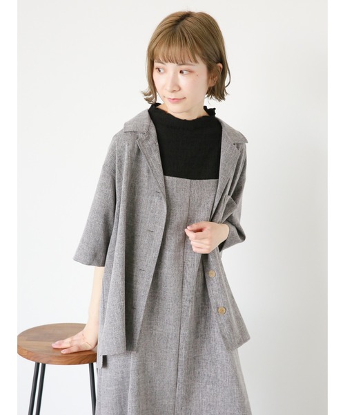 Samansa Mos2 blue(サマンサモスモスブルー)の「ふくれジャカードボトルネックTシャツ(Tシャツ/カットソー・レディース・ブラック/イエロー/キナリ・MEDIUM/LARGE)」の6枚目の写真