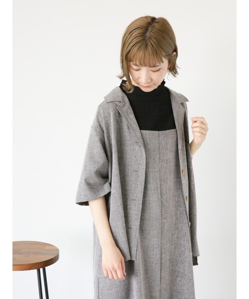 Samansa Mos2 blue(サマンサモスモスブルー)の「ふくれジャカードボトルネックTシャツ(Tシャツ/カットソー・レディース・ブラック/イエロー/キナリ・MEDIUM/LARGE)」の5枚目の写真