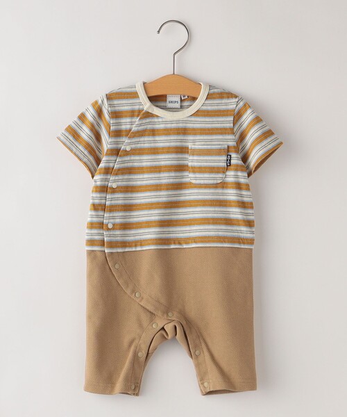 SHIPS KIDS:リサイクルコットン ボーダー ロンパース