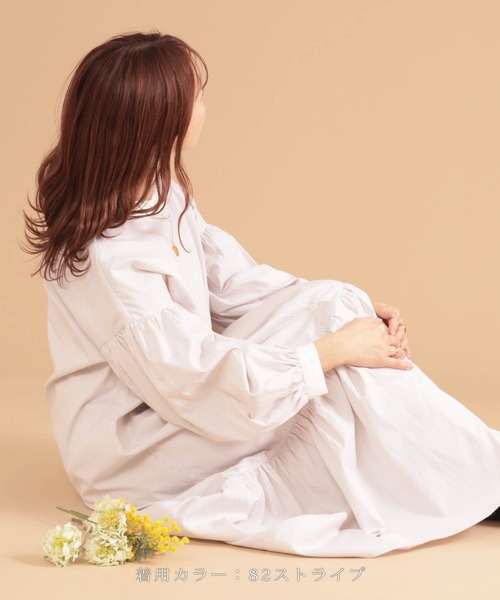 mil(ミル)の「【150㎝前後の小柄さんサイズ】裾切り替えシャツワンピース(ワンピース・レディース・ピンク/オフホワイト/ブラック/ストライプ・S/XS)」の18枚目の写真