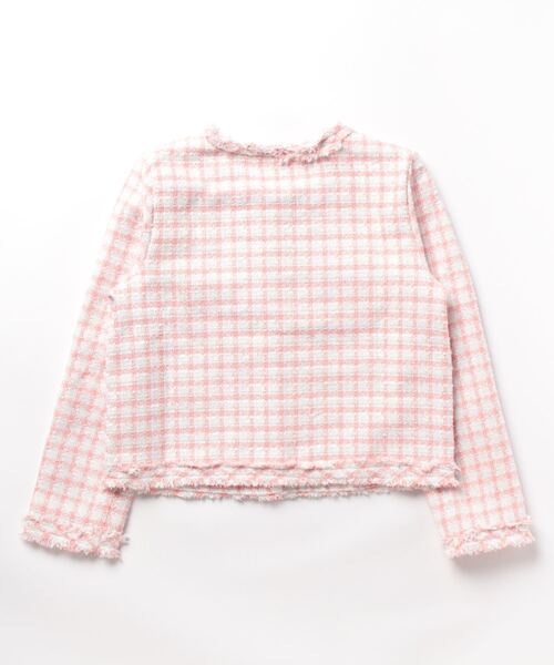 Sibra(シブラ)の「ツイードショート丈コ-ト(ノーカラーコート・レディース・ピンク/ホワイト/ブラック×ホワイト/ベージュ・M)」の18枚目の写真