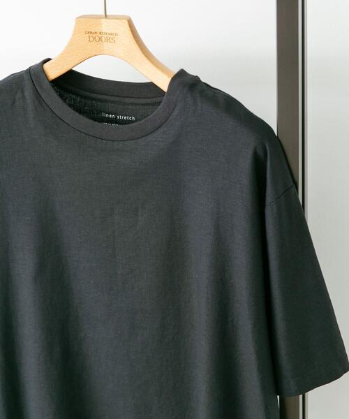 URBAN RESEARCH DOORS(アーバンリサーチドアーズ)の「ストレッチリネンショートスリーブTシャツ(Tシャツ/カットソー・メンズ・ブラック/ブルー/オリーブ/イエロー/アイボリー・MEDIUM/LARGE/X-LARGE)」の1枚目の写真