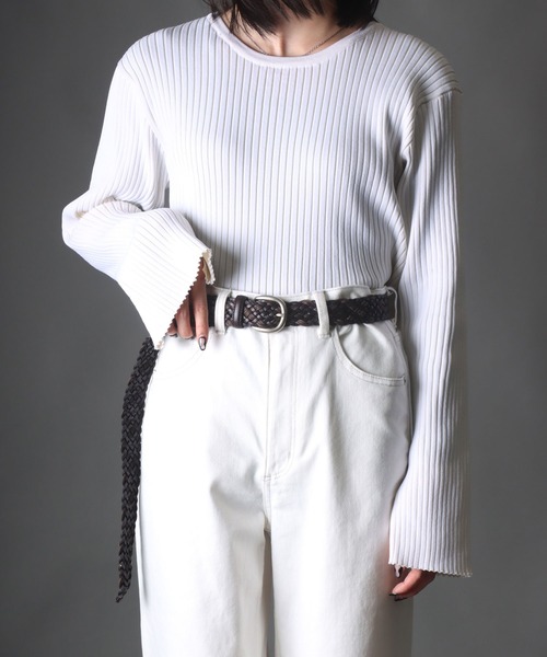 SOMETHING（サムシング）の「SOMETHING コンビメッシュ ロング レザーベルト（ベルト・レディース・ブラック/ダークブラウン/ブラウン/ホワイト/キャメル・FREE）」の12枚目の写真