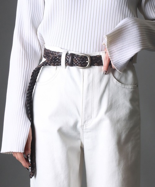 SOMETHING（サムシング）の「SOMETHING コンビメッシュ ロング レザーベルト（ベルト・レディース・ブラック/ダークブラウン/ブラウン/ホワイト/キャメル・FREE）」の17枚目の写真