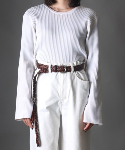 SOMETHING（サムシング）の「SOMETHING コンビメッシュ ロング レザーベルト（ベルト・レディース・ブラック/ダークブラウン/ブラウン/ホワイト/キャメル・FREE）」の7枚目の写真