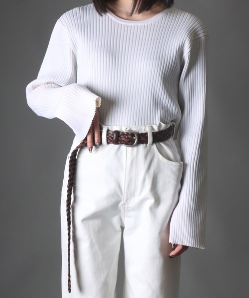 SOMETHING（サムシング）の「SOMETHING コンビメッシュ ロング レザーベルト（ベルト・レディース・ブラック/ダークブラウン/ブラウン/ホワイト/キャメル・FREE）」の8枚目の写真