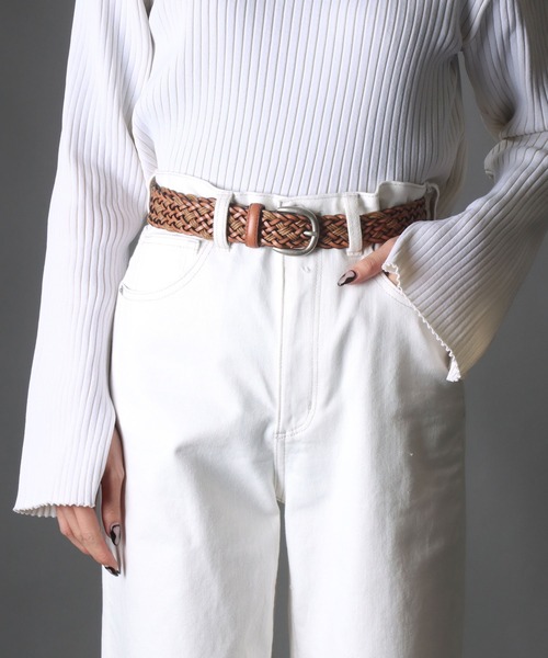 SOMETHING（サムシング）の「SOMETHING コンビメッシュ ロング レザーベルト（ベルト・レディース・ブラック/ダークブラウン/ブラウン/ホワイト/キャメル・FREE）」の14枚目の写真