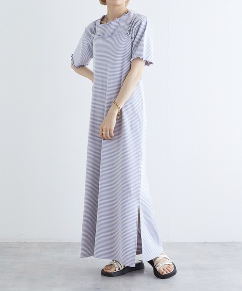 w closet(ダブルクローゼット)の「【SETアイテム】ボーダートップス&マルチウェイワンピース(ワンピース・レディース・オレンジ/パープル/ブルー・FREE)」の2枚目の写真